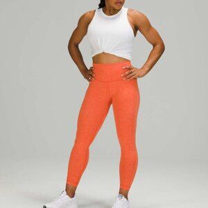 Lululemon Wunder Train High-Rise Tight EVERLUX 25" in Crunch Warm Coral, size 8